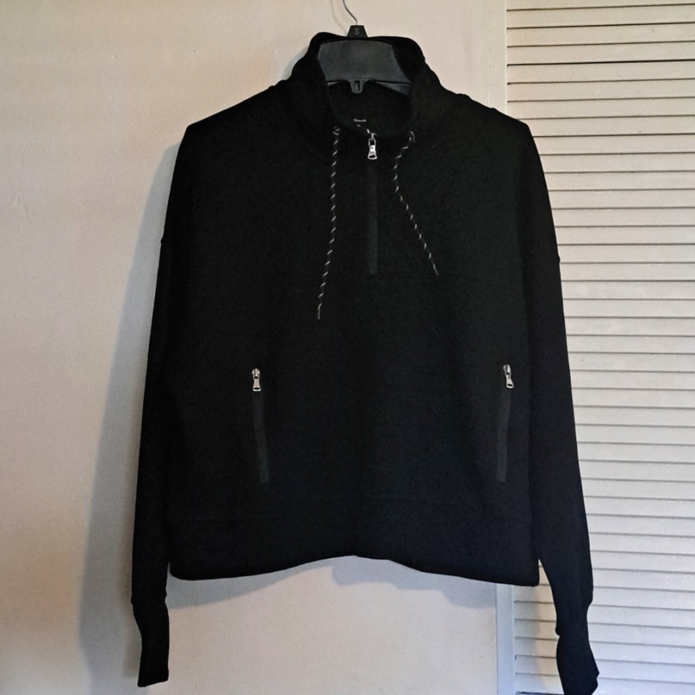 Caracilia Womens Half Zip Loose Sweatshirt 1/4  Zip Long Sleeve Cropped 👍 Hole